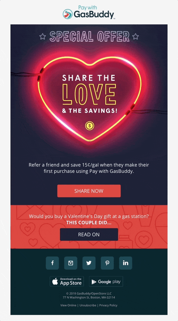 Share the love and save 15¢/gallon