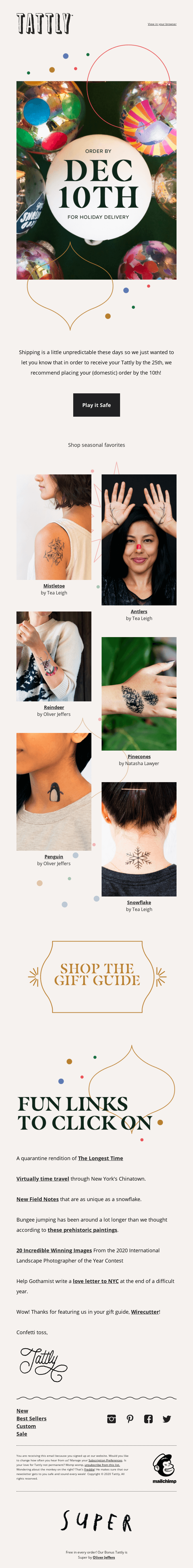 Ship Your Tattly in Time!