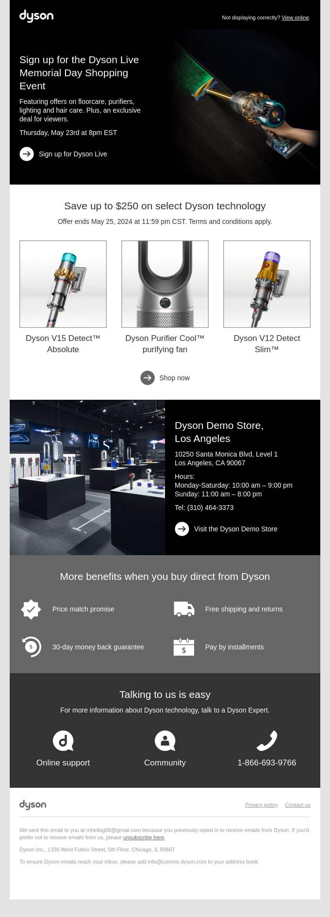 Sign up for Dyson Live on Thursday, May 23rd