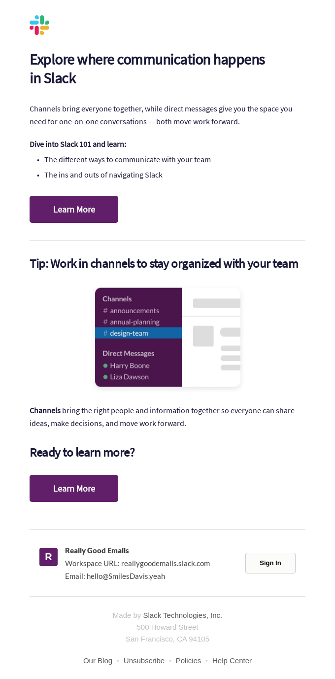 Slack 101 Knowing when to post where from Slack Desktop Email View
