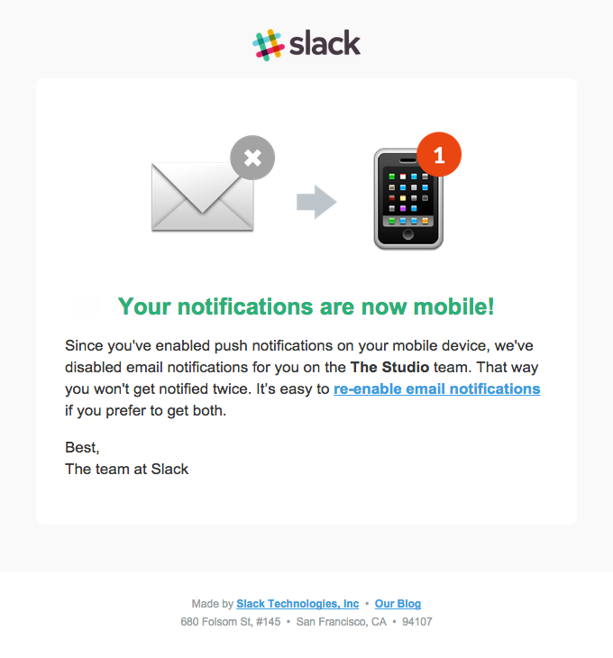 [Slack] Mobile push enabled / Email notifications disabled