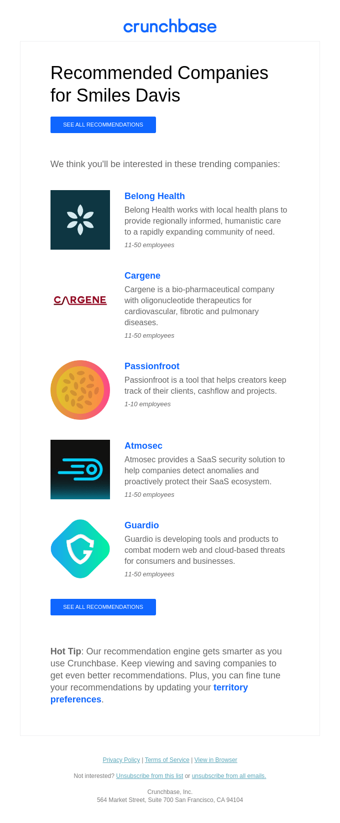 Smiles Davis's Recommended Companies this week