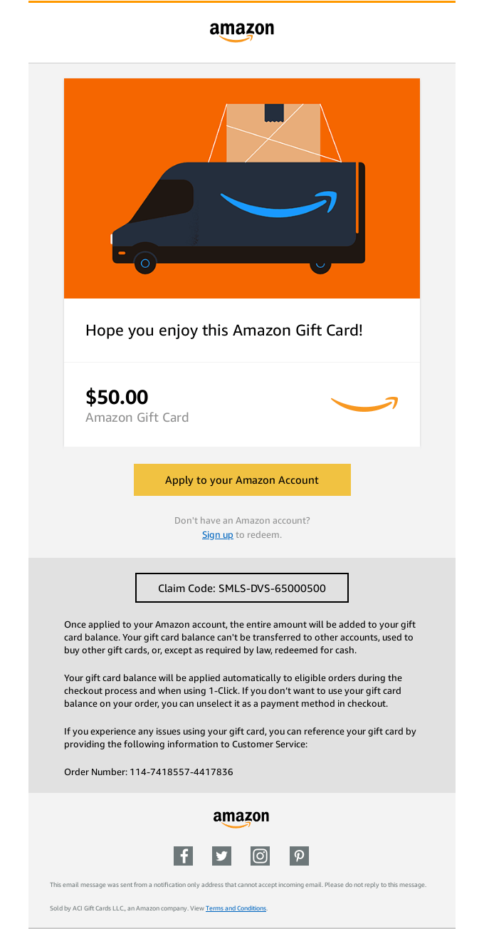 Smiles Davis sent you an Amazon Gift Card!