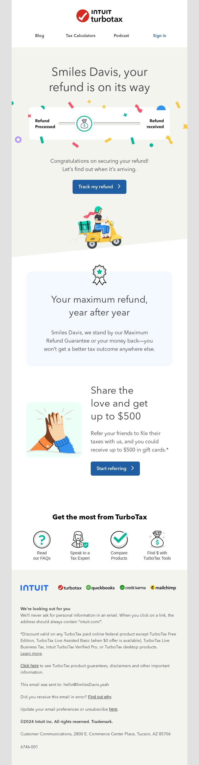 Smiles Davis, your refund is coming—track it now