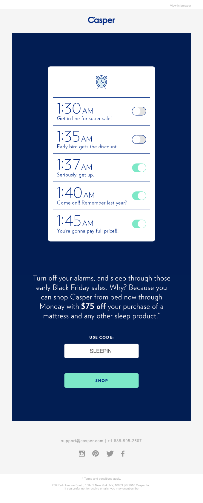 Snooze through the sales…