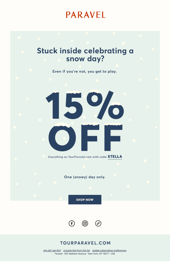 #snowday 15% off