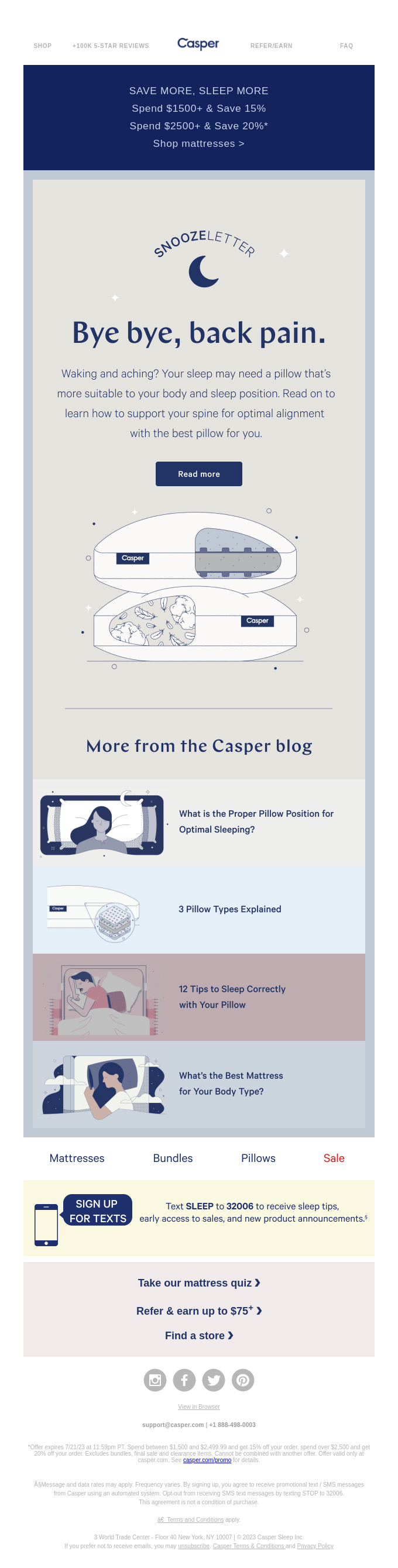 Soothe back pain with pillows.