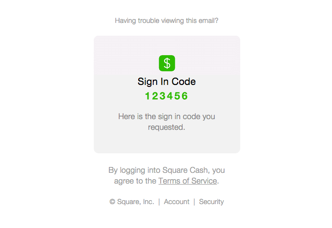 Square Cash Sign In Code (123456)