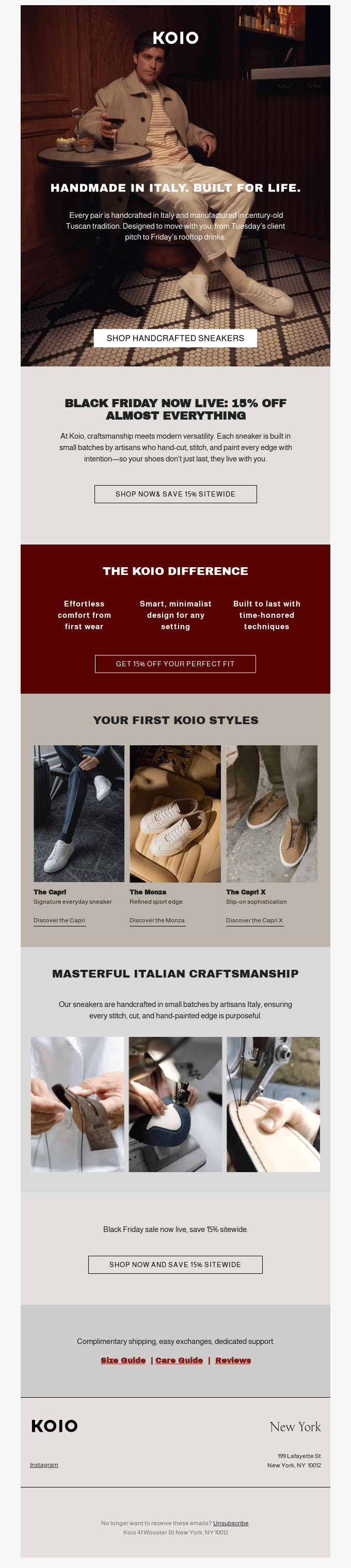 Start your Koio story with 15-70% off sitewide.