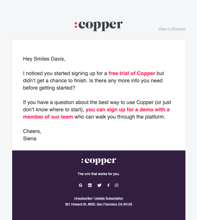 Still want your free Copper crm trial?
