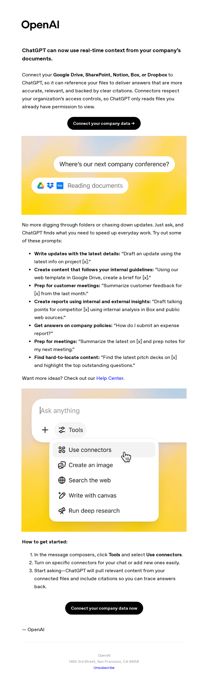 Stop hunting for info—connect your company data to ChatGPT