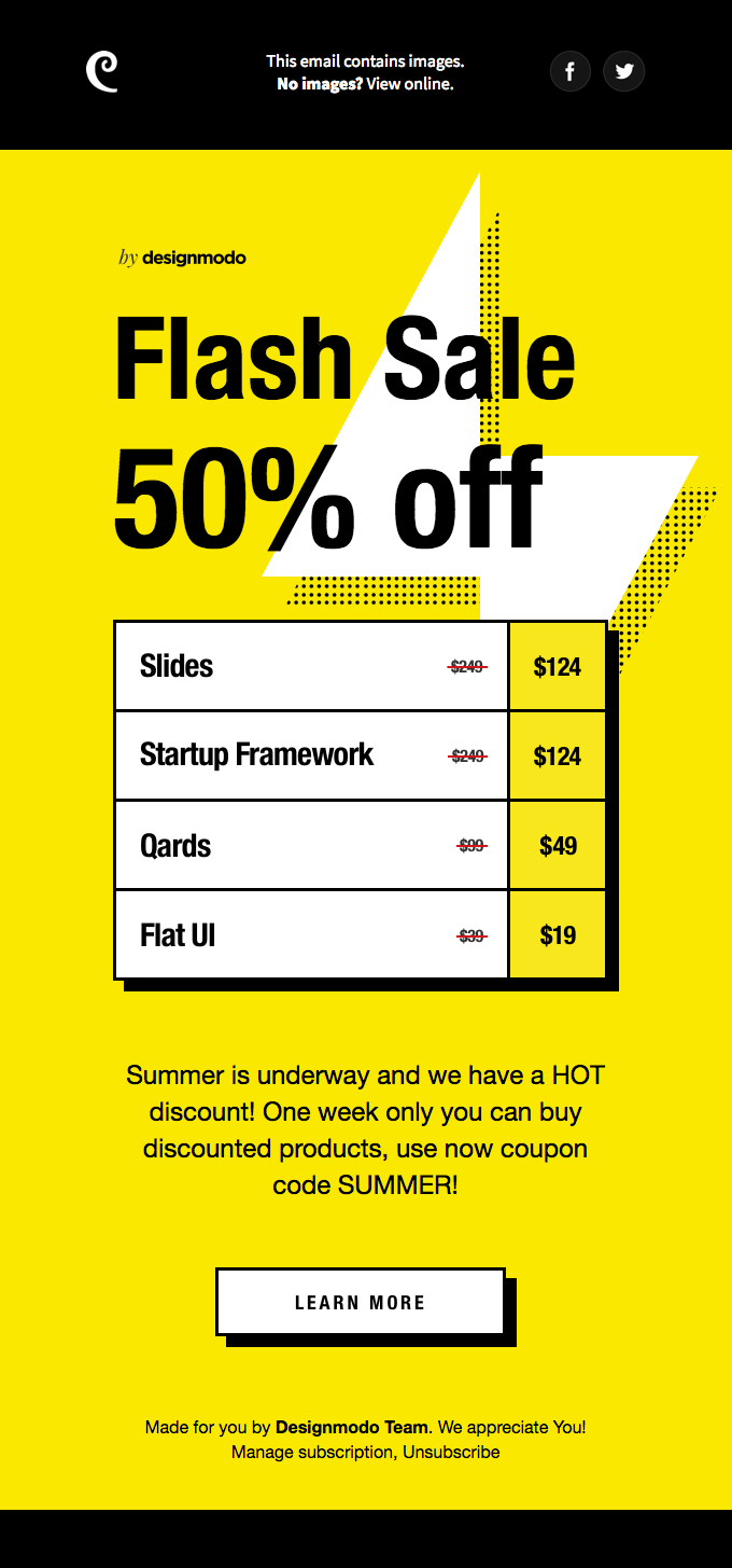 Summer Flash Sale On Designmodo 50 Off Really Good Emails