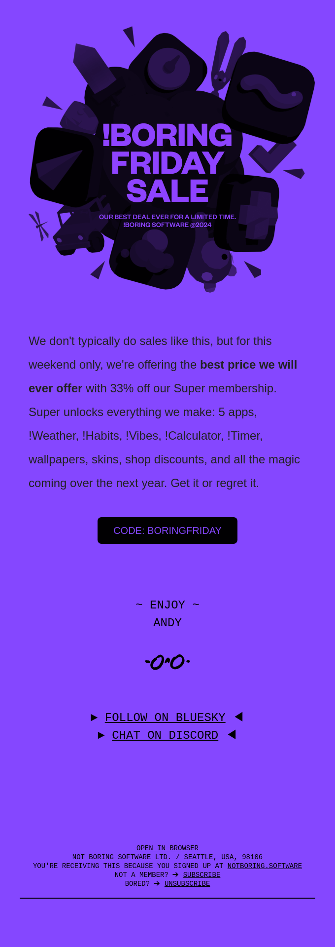 Super !Boring Black Friday