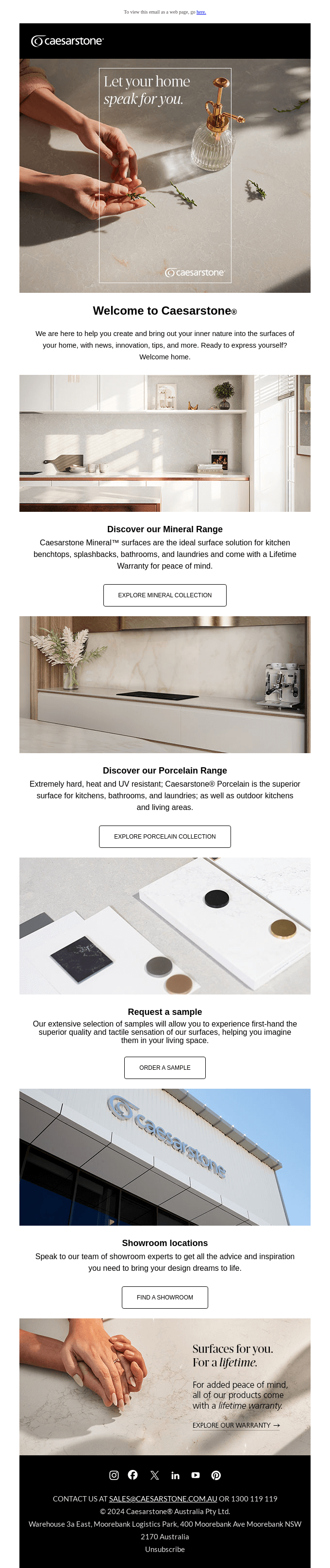 Surfaces for you. For a lifetime.