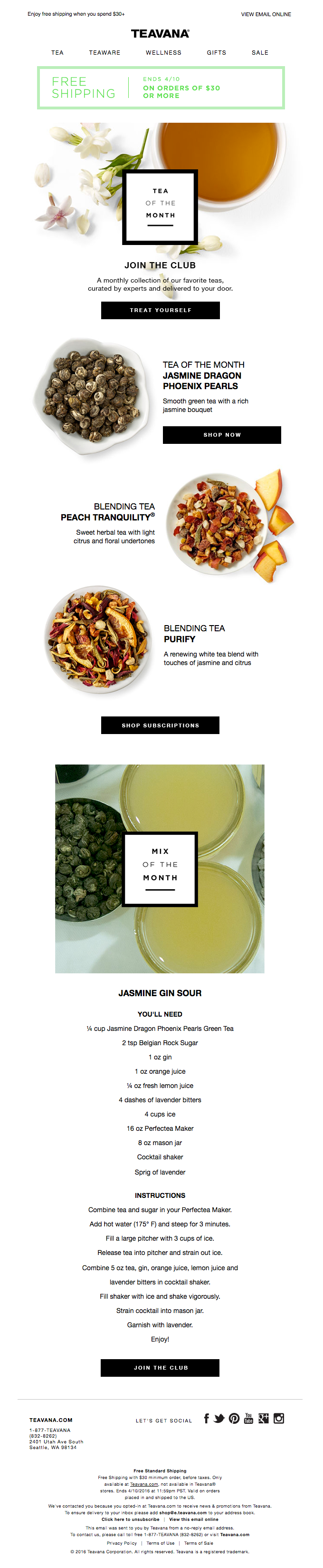 Tea of the Month + Free Shipping