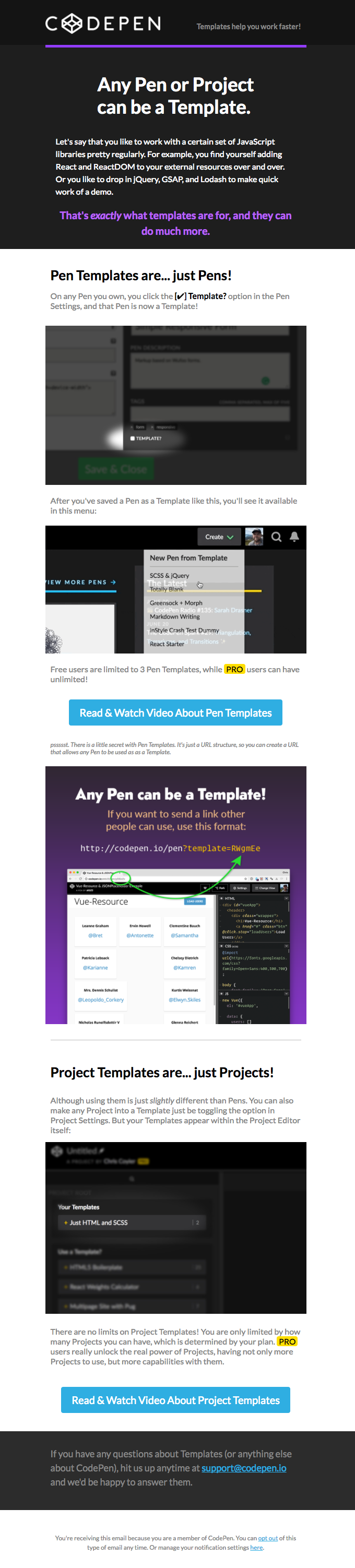 Templates on CodePen