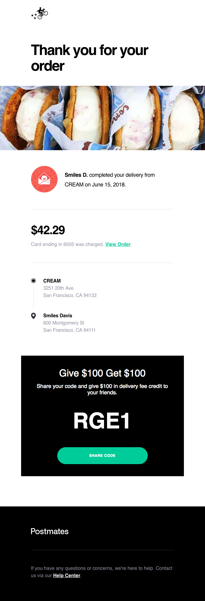 Thank you for ordering from CREAM (June 15, 2018)