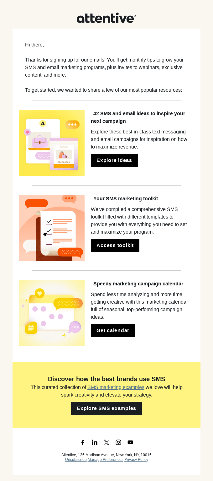 📚 Thanks for signing up! Here’s some resources to boost your SMS & email strategy 