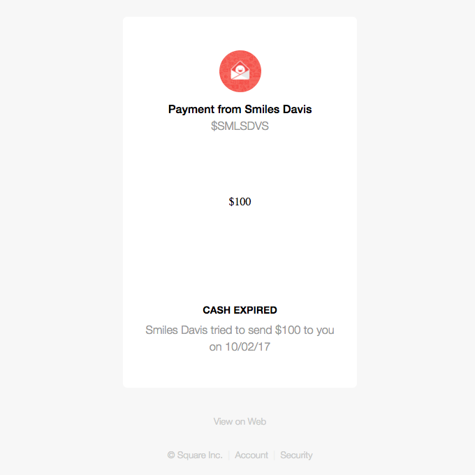 The $100 payment from Smiles Davis expired