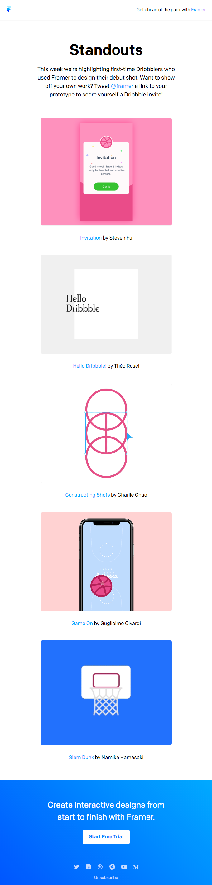 The Best Framer x Dribbble Debut Shots (and your chance to score invites)