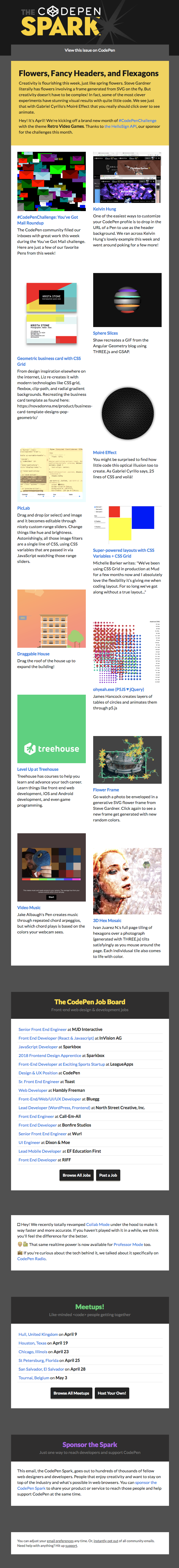 The CodePen Spark – Flowers, Fancy Headers, and Flexagons