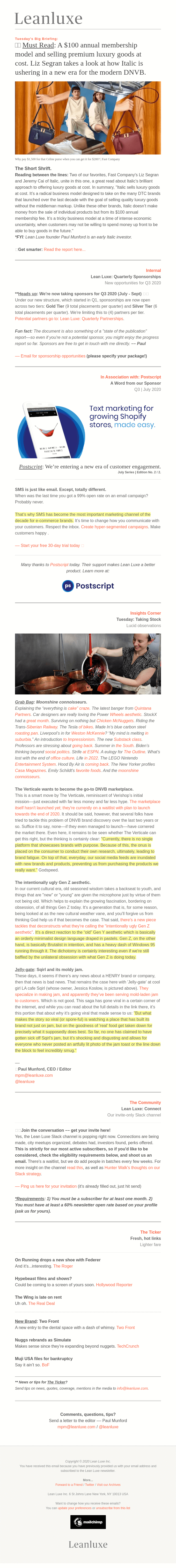 The Debrief No. 434: MUST READ: Italic’s $100 annual membership and selling luxury goods at cost — The intentionally ugly Gen Z aesthetic.