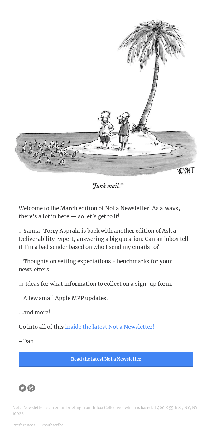 The March edition of Not a Newsletter is here!