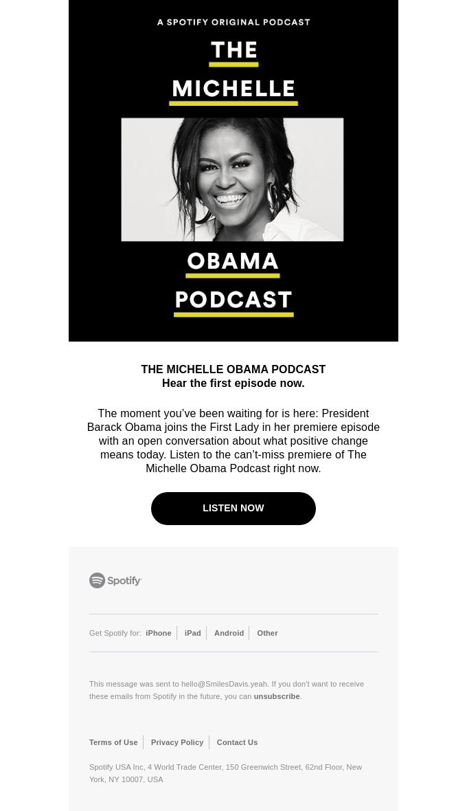 The Michelle Obama Podcast is here.