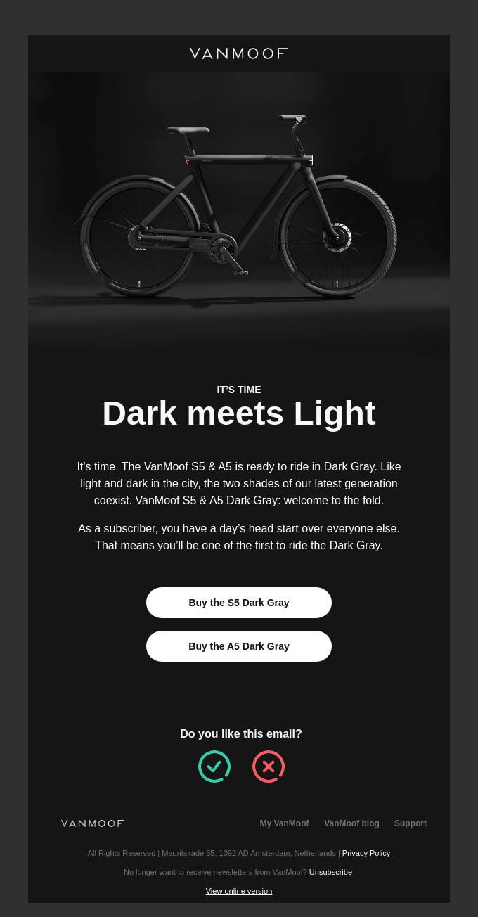 The VanMoof S5 & A5 Dark Gray is here