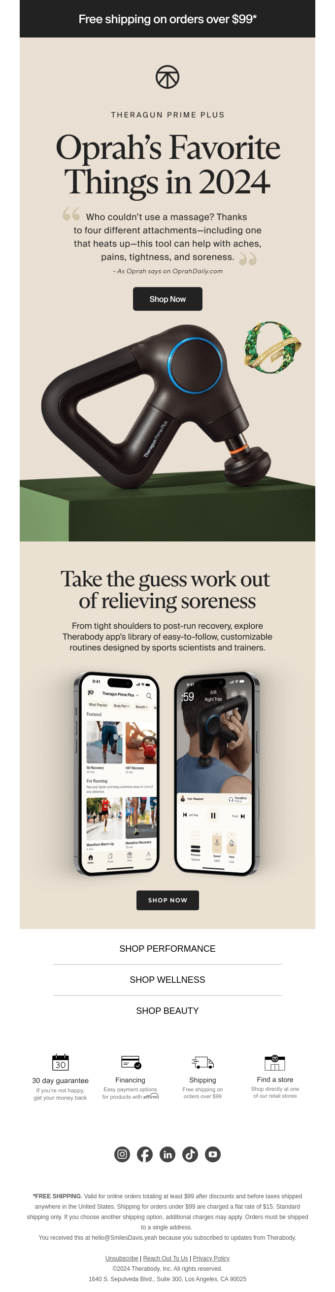 Theragun Prime Plus is one of Oprah’s Favorite Things in 2024!