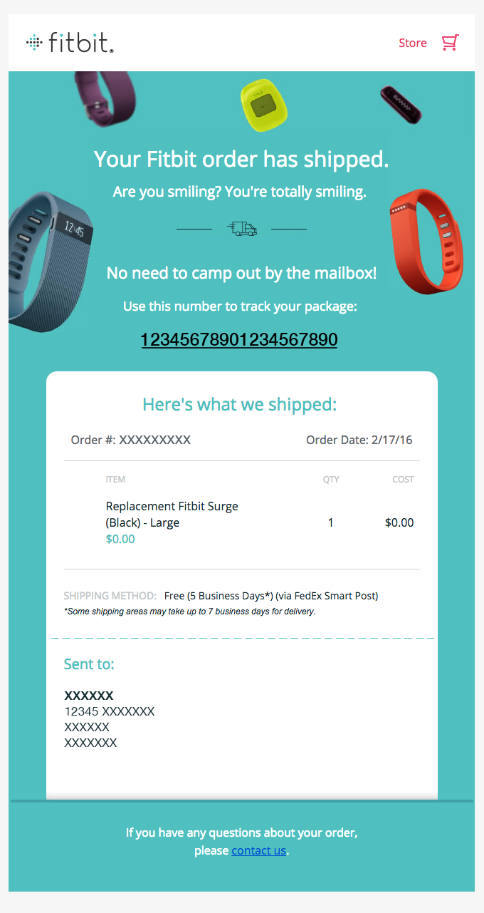 Today is the day Your order has been shipped. from Fitbit