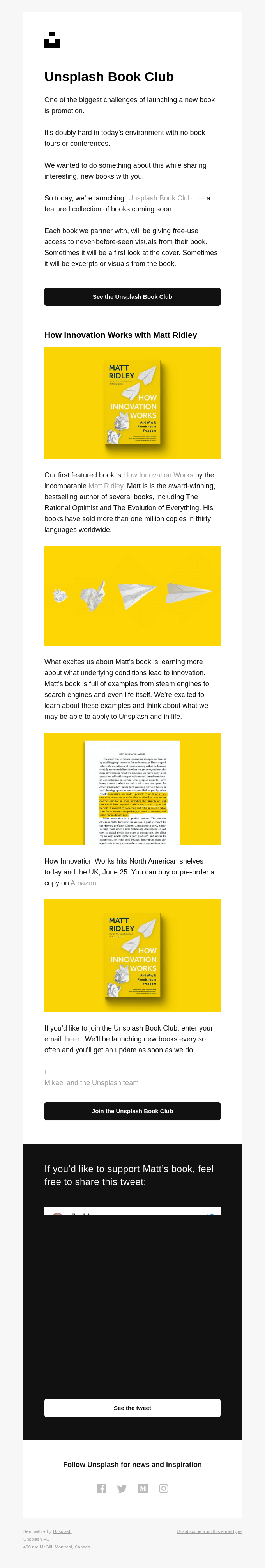 Today we’re launching the Unsplash Book Club 📚