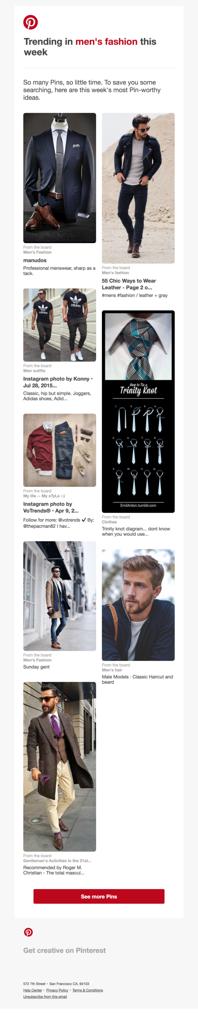 Top 8 trending Pins in men’s fashion