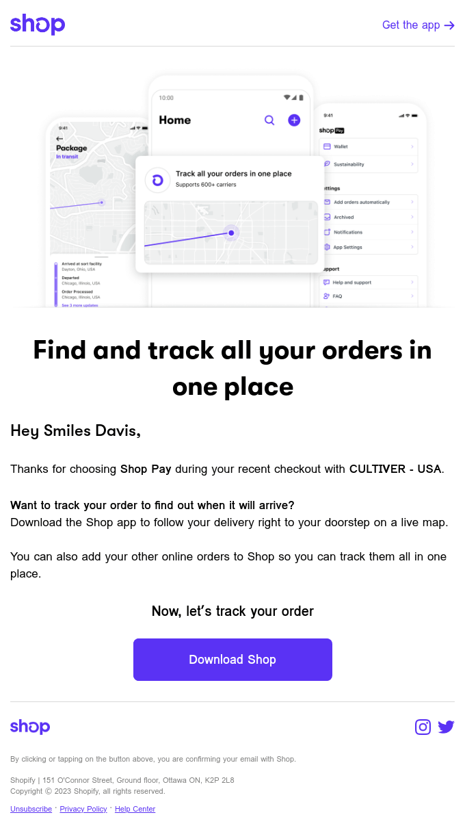 Track your order with Shop