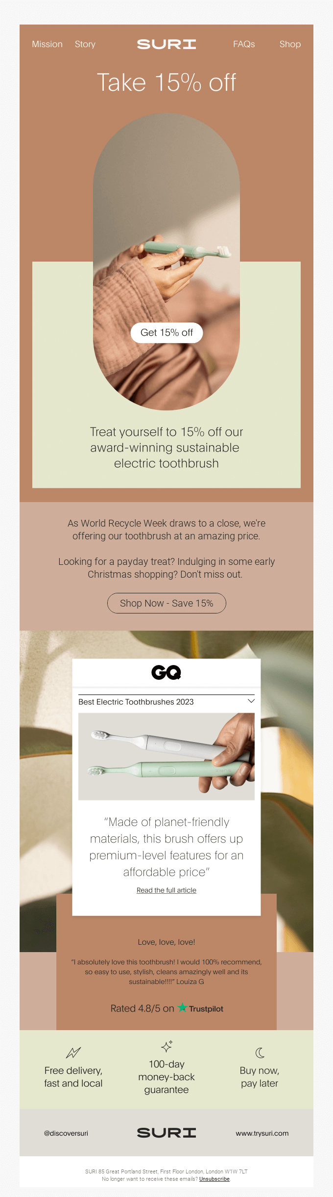 Treat yourself to 15% off