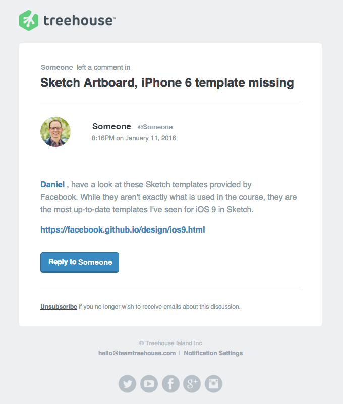 Treehouse Community Response: Sketch Artboard, iPhone 6 template missing