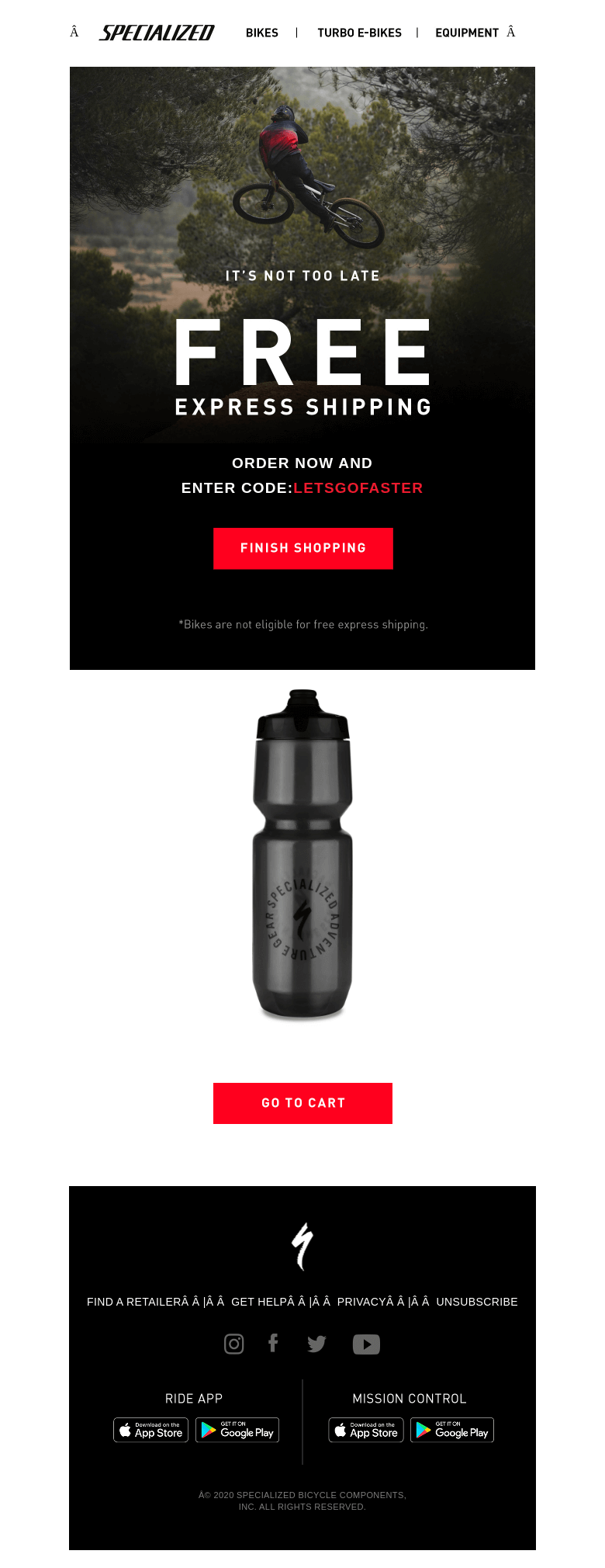 Trouble Checking Out? Get Free Express Shipping from Specialized