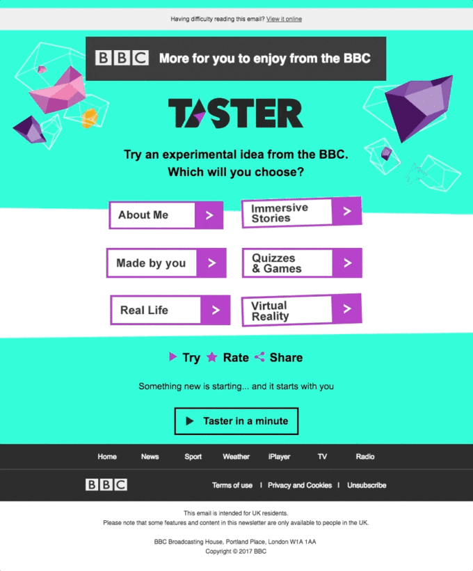 Try something experimental from the BBC