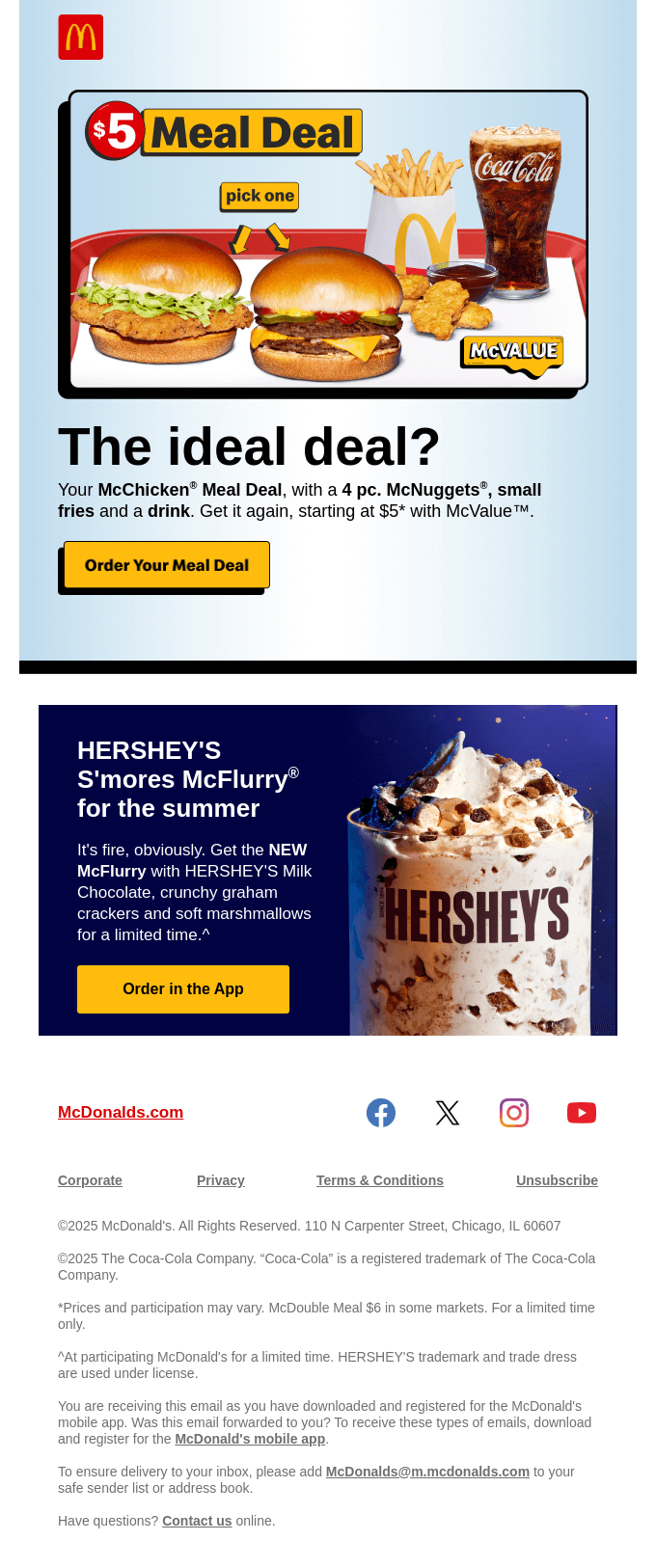 u 🤝 McChicken® Meal Deal