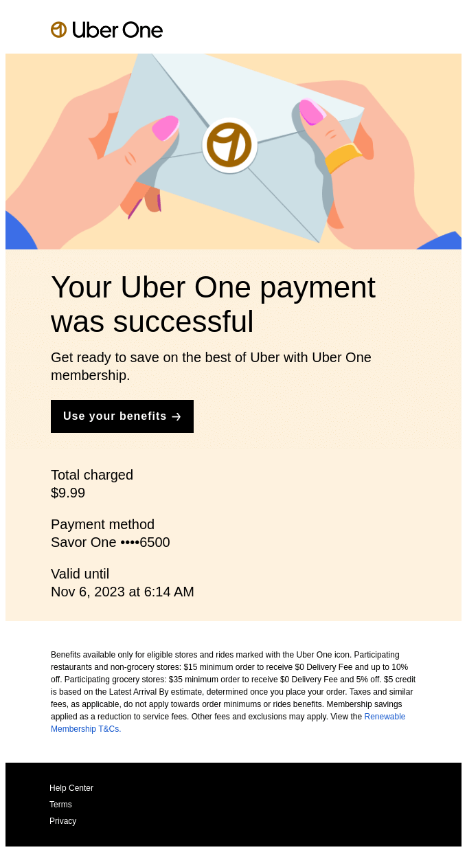 Uber confirm outlet