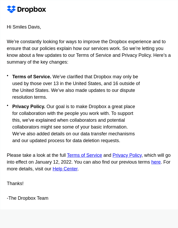 Updates to our Terms of Service and Privacy Policy