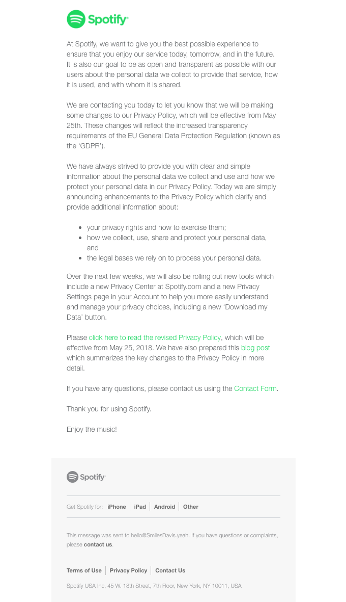 Updates to Spotify Privacy Policy