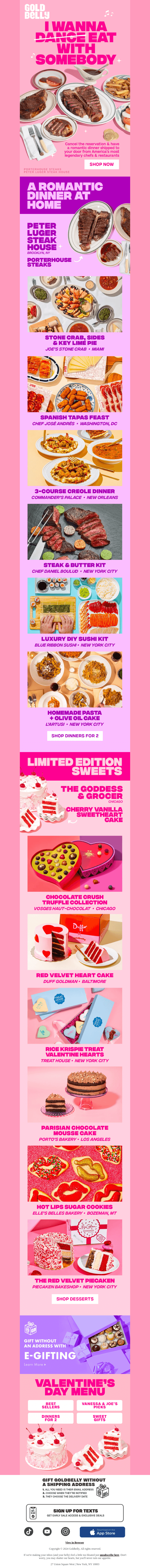 Valentine’s Dinners for 2 – No Reservation Required!