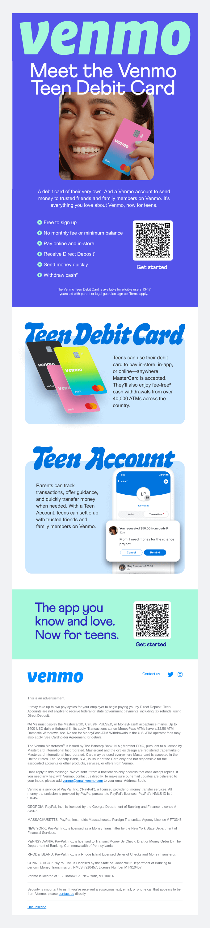 Venmo, now for ages 13-17