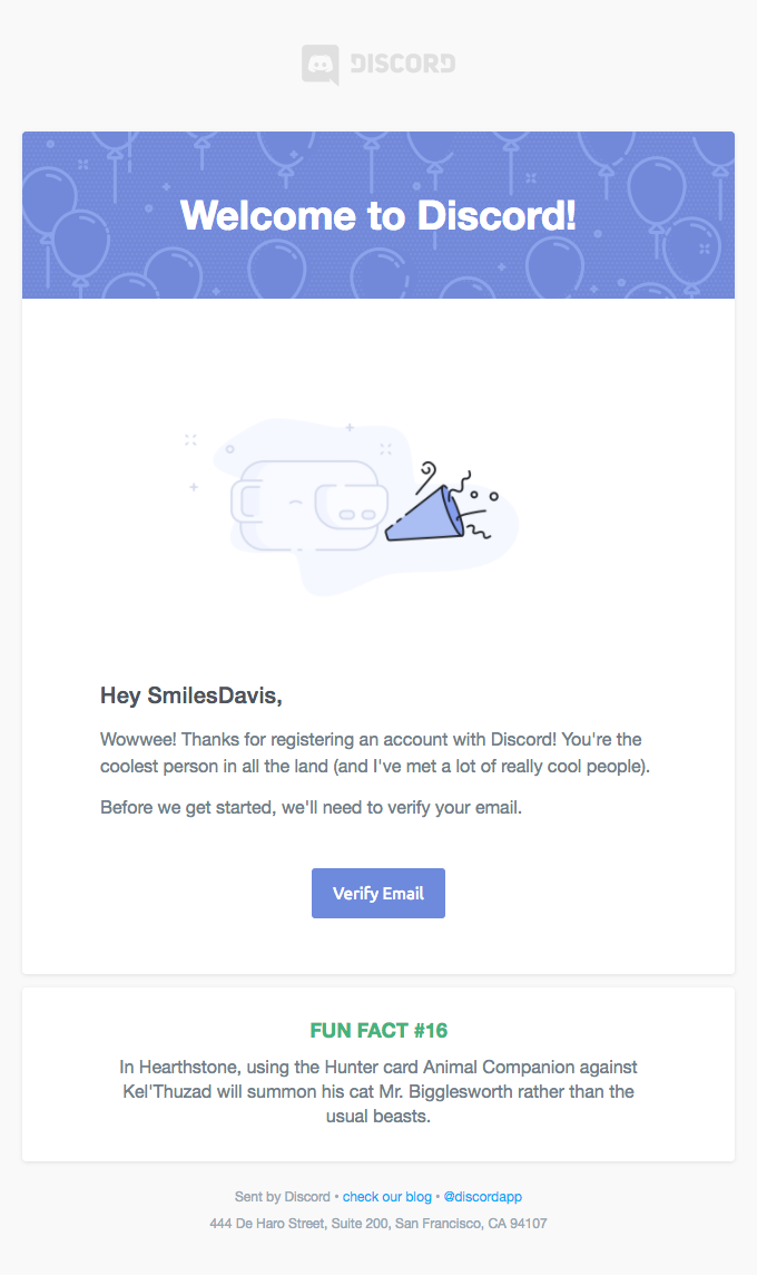 Verify Email from Discord - Desktop Email View | Really Good Emails