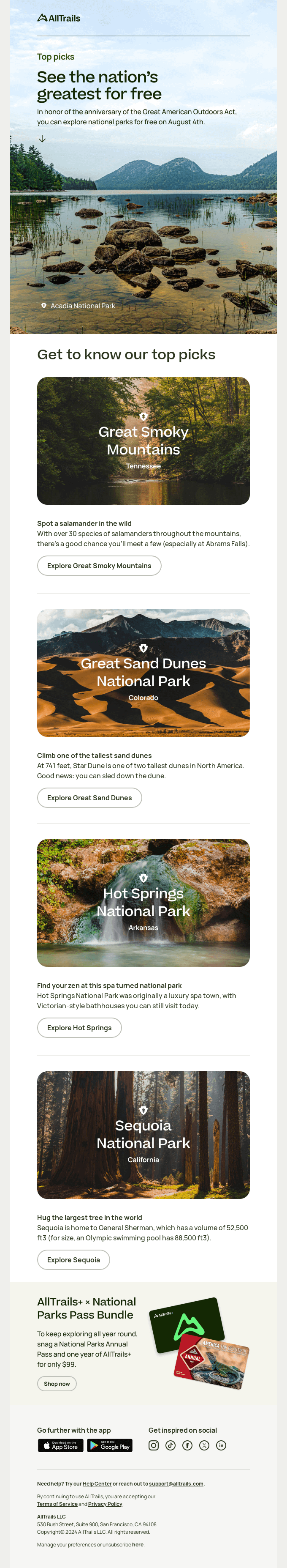 Visit national parks for free on Sunday, August 4th🌲