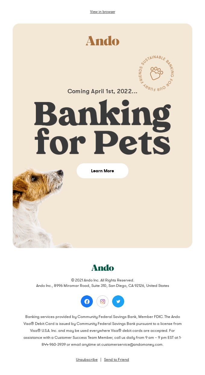 Wait—Ando is Offering Banking for Pets?
