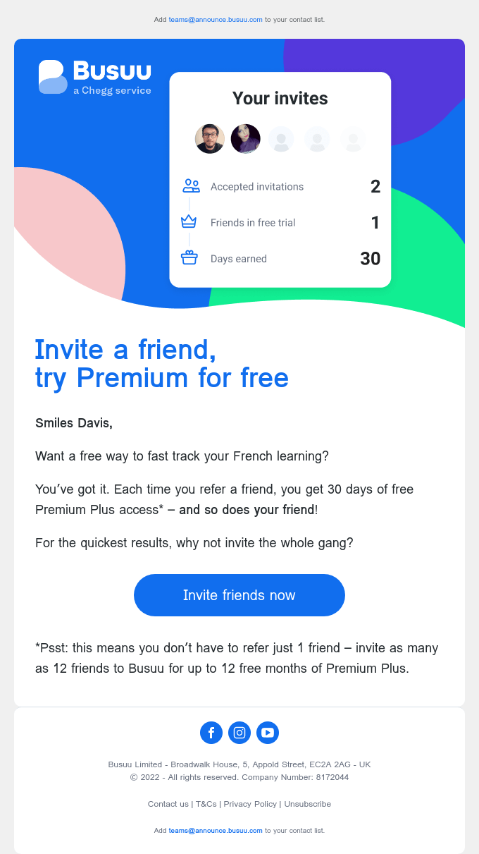 Want 30 days of free Premium access? Refer a friend 💙