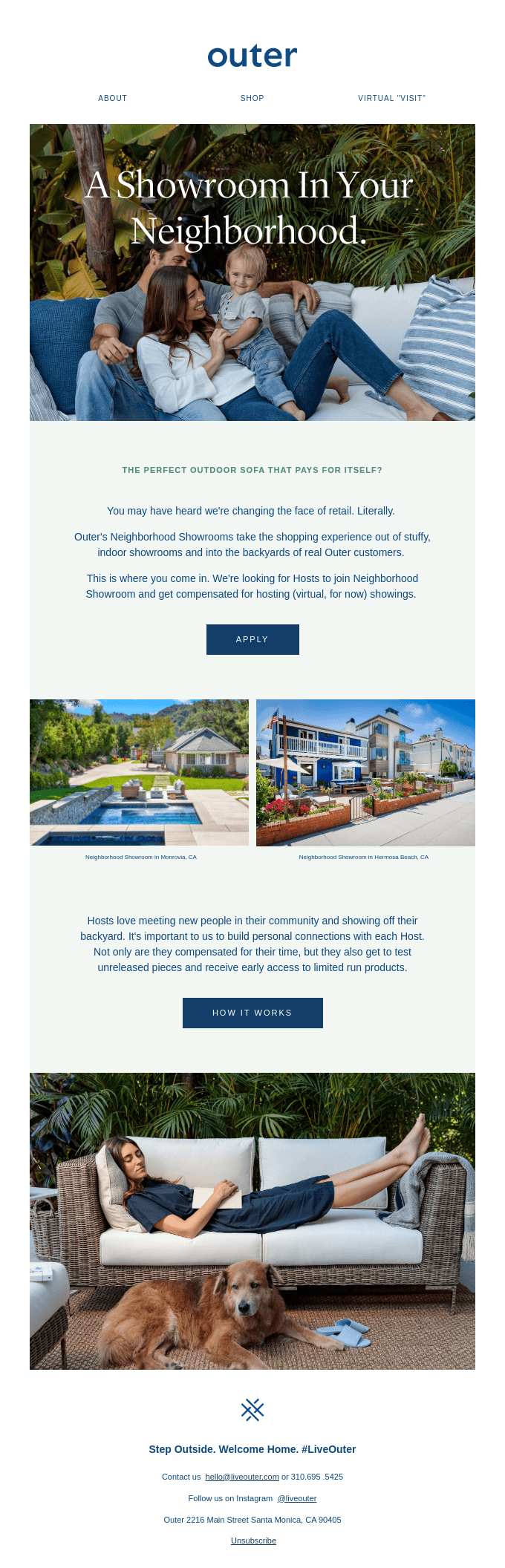 Want a discount on your Outer sofa? from Outer Desktop Email View