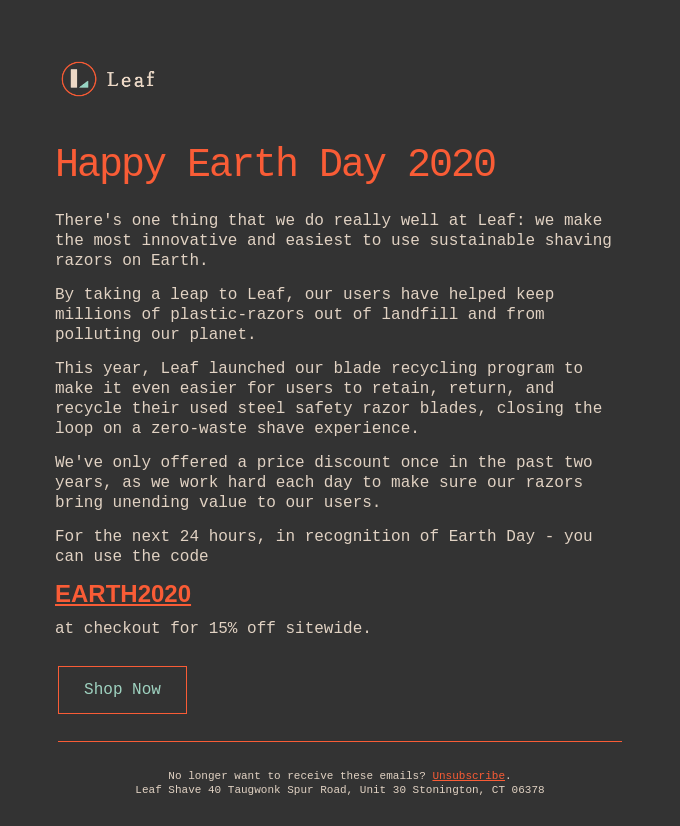 We never do this, but happy Earth Day